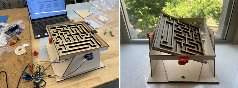 单片机操纵伺服电机摇迷宫；抽掉控制电路的手动迷宫